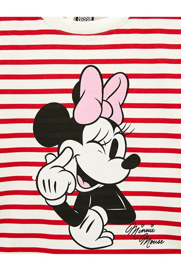 Детская футболка для девочек с принтом Minnie Mouse Koton, Red Striped — фото 3