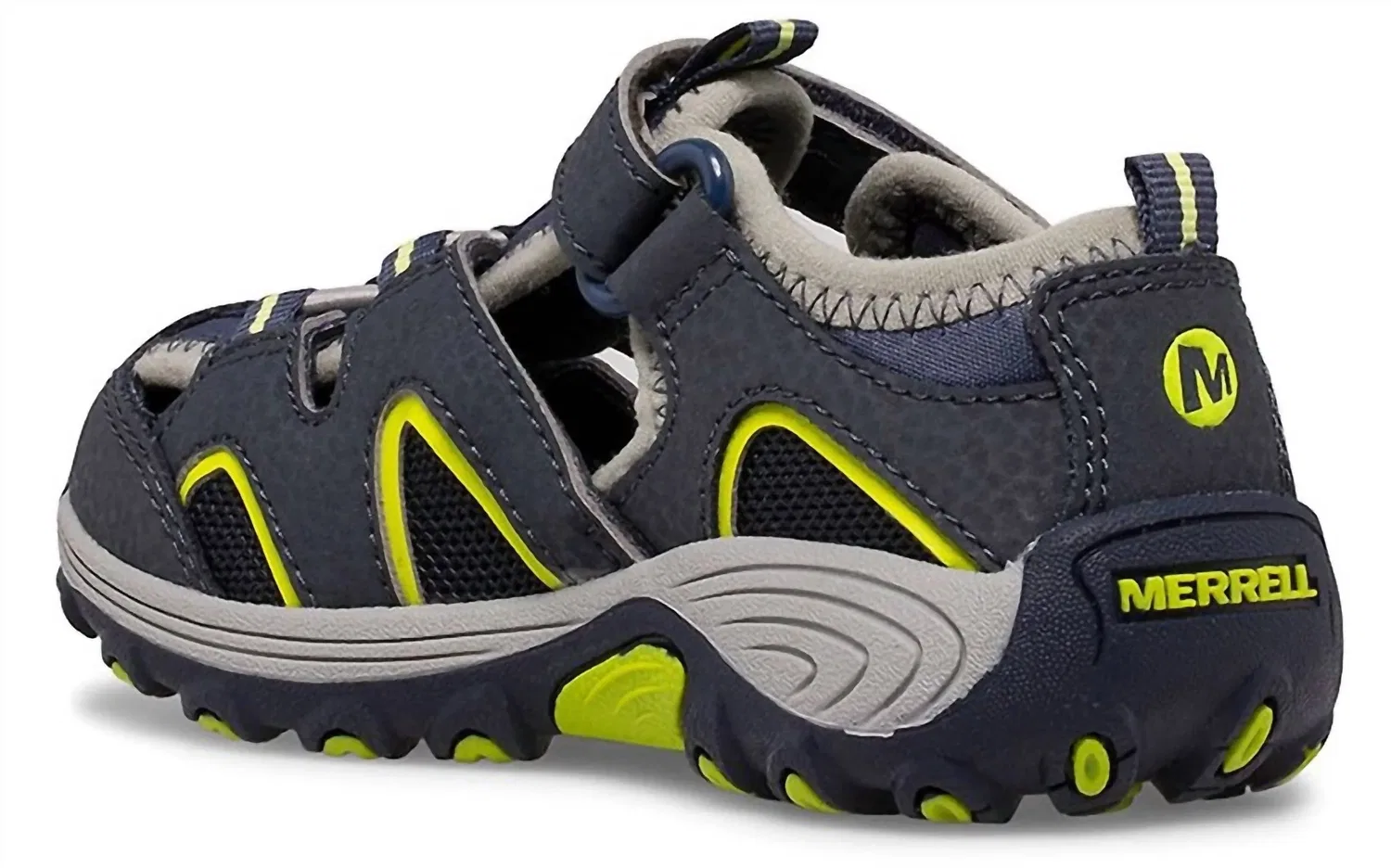 Детские сандалии для мальчиков с быстросохнущей подкладкой Hydro H2O Hiker Sandal Jr MERRELL, Navy/Lime — фото 3