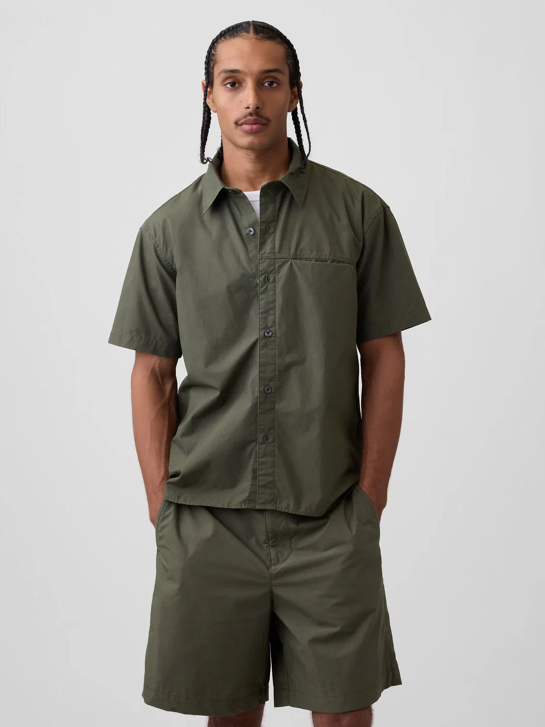 Рубашка повседневная Poplin Relaxed Shirt Gap, зеленый