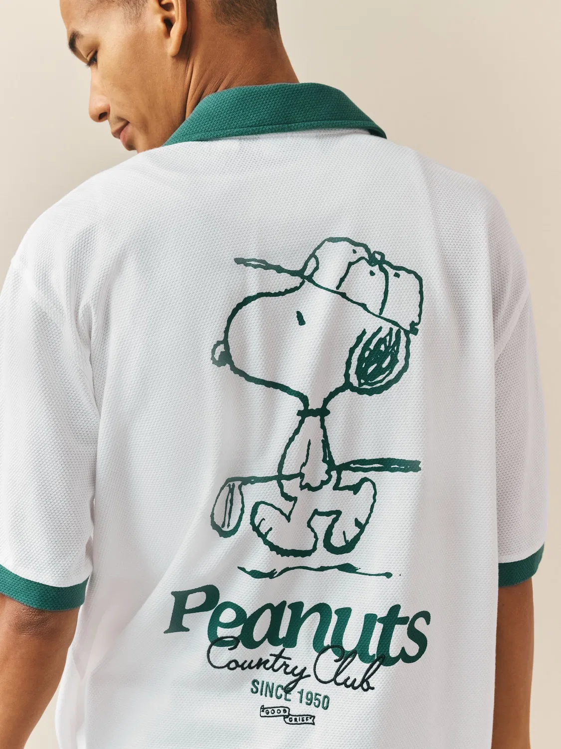 Рубашка с принтом Snoopy, хлопок Next, бело-зеленая — фото 4