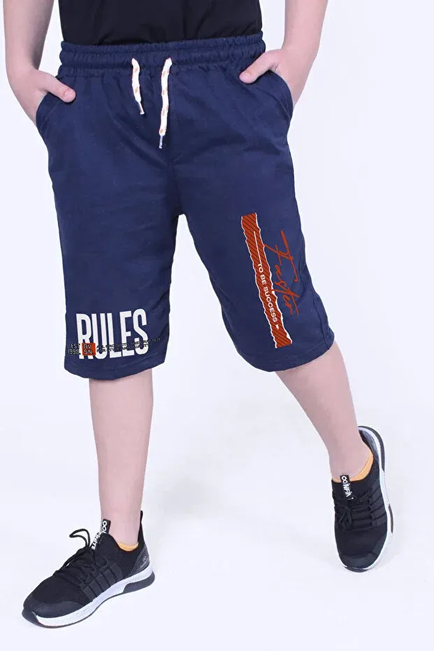 Детские шорты для мальчиков с принтом Rules Ya Ko Kids, Navy Blue — фото 2