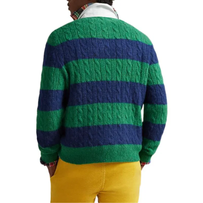 Мужской свитер с длинным рукавом FW25 Sweater Standard Polo Ralph Lauren, Green Marine Blue Combination — фото 4