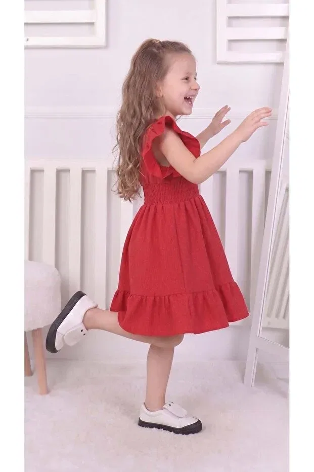 Детское платье для девочек с коротким рукавом Newkids, Red — фото 4