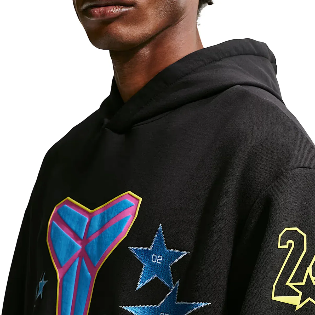 Мужское худи для баскетбола Kobe Fleece Pullover Hoodie 'Black Sonic Yellow Light Photo Blue' Nike, Black/Sonic Yellow/Light Photo Blue — фото 3