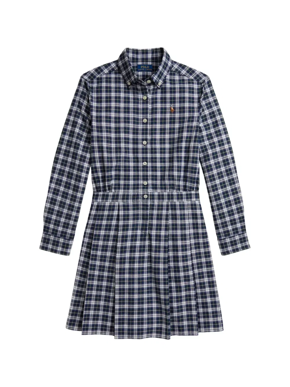 Клетчатое платье со складками POLO RALPH LAUREN KIDS, синий