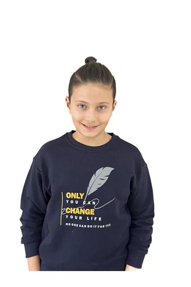 Детское для мальчиков свитшот с принтом Crew neck printed sweat Miababy, Navy Blue — фото 3