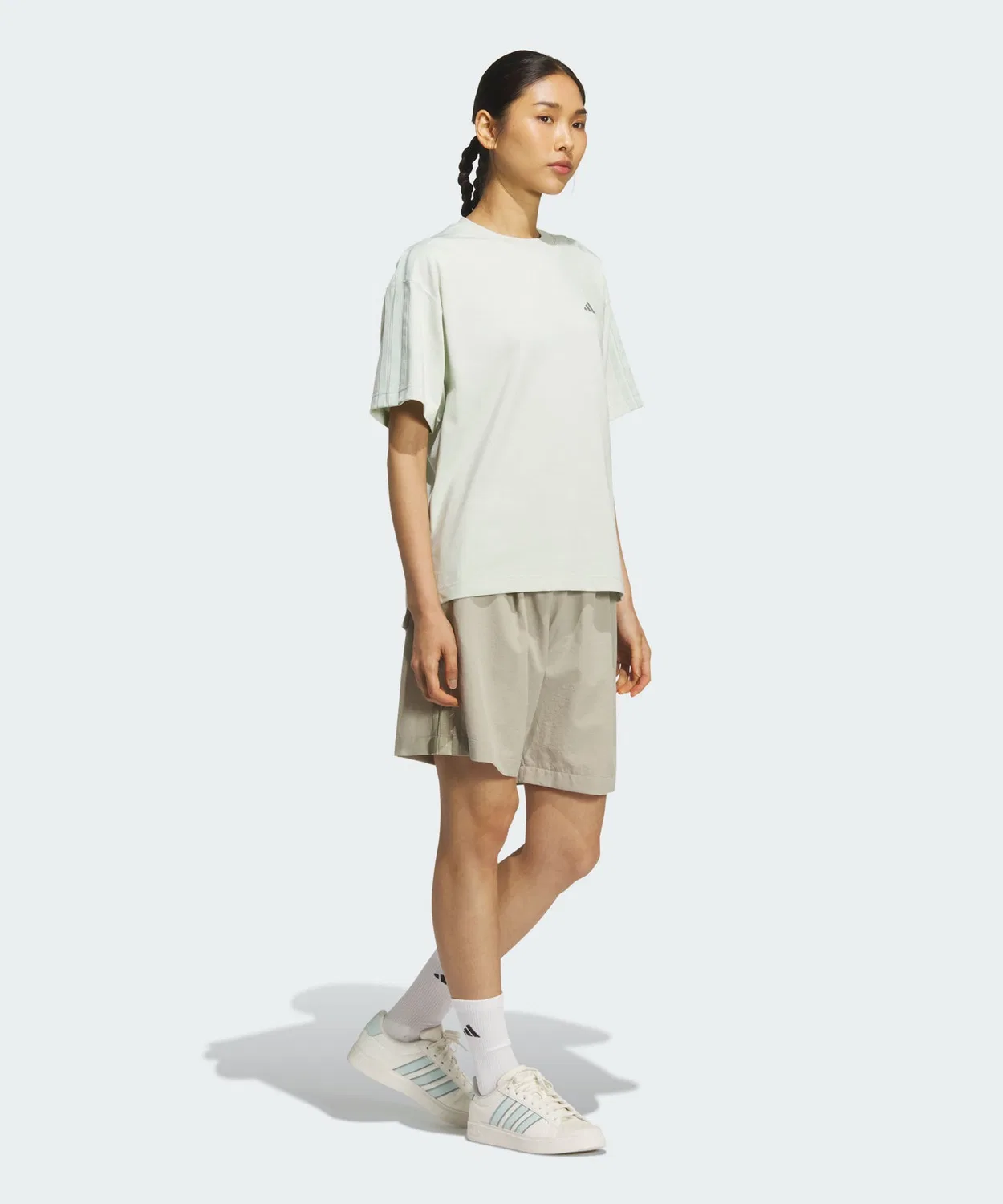 Женская футболка свободного кроя с коротким рукавом и тремя полосками Adidas, Green — фото 3