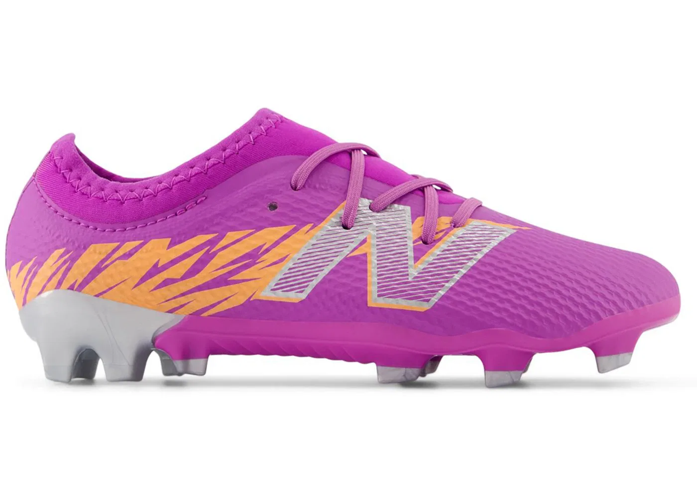 Детские бутсы с длинным рукавом New Balance Furon V8 Team Junior FG, Passion Fruit Hot Mango Silver Metallic