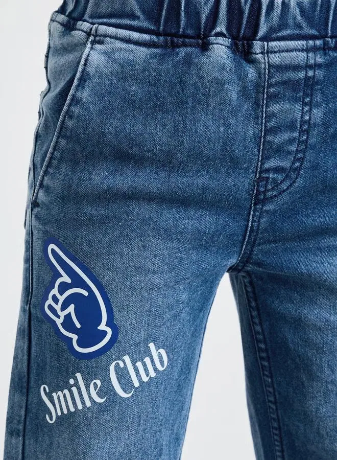 Styli Джинсы с нашивкой Boys badge detail pull-on jeans, темно-синий — фото 3