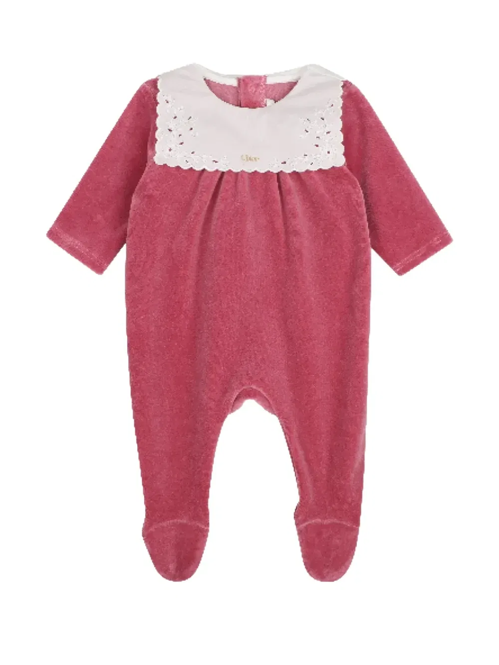 Бархатная пижама с английской вышивкой Chloe Kids, розовый