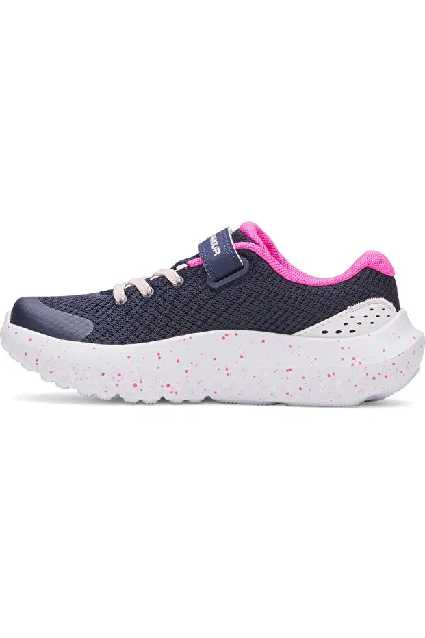 Детские кроссовки для девочек с принтом Gps surge 4 ac Under Armour, Midnight Navy / Rebel Pink / White — фото 2