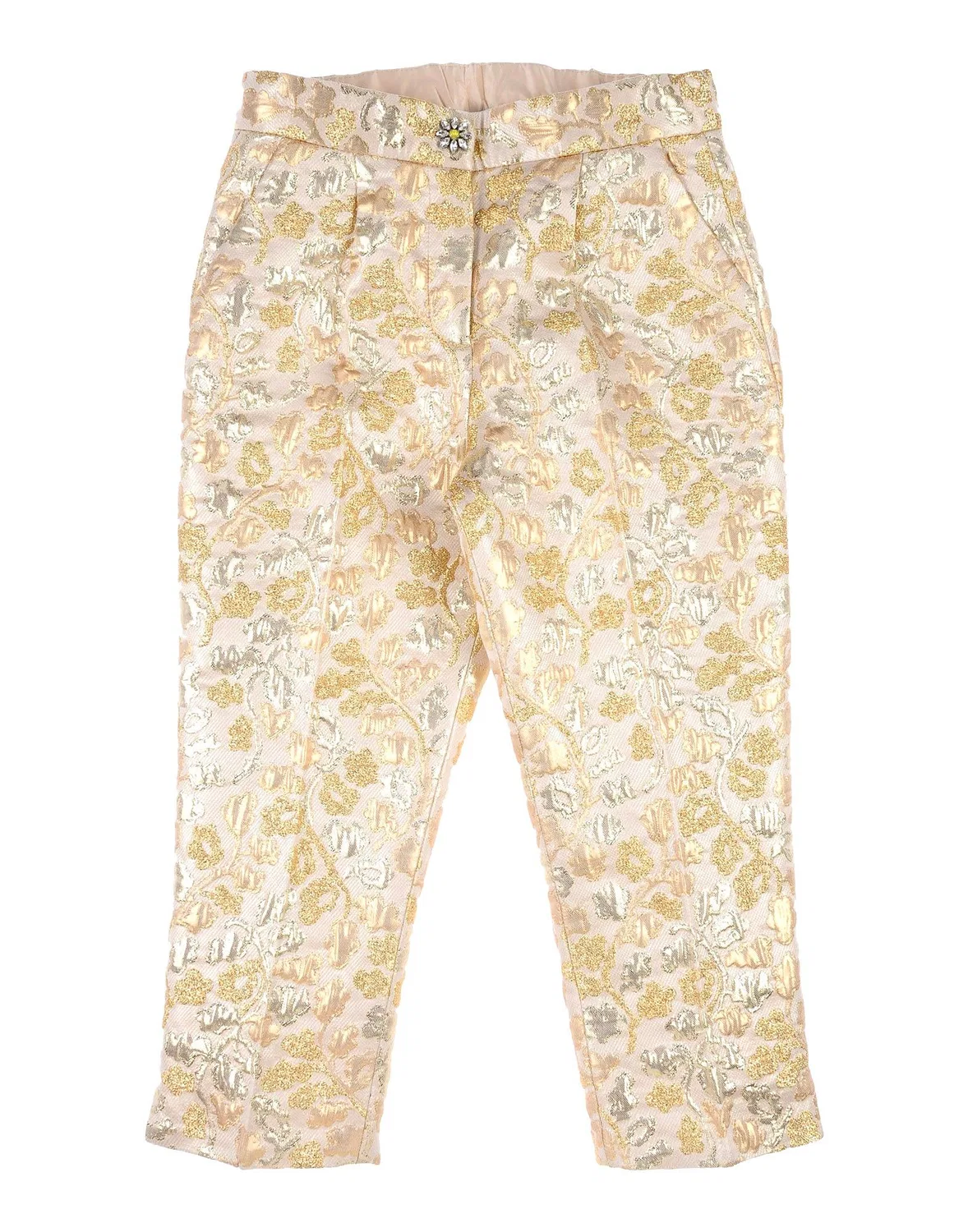 Брюки из парчи с цветочным принтом Dolce&Gabbana, золотой