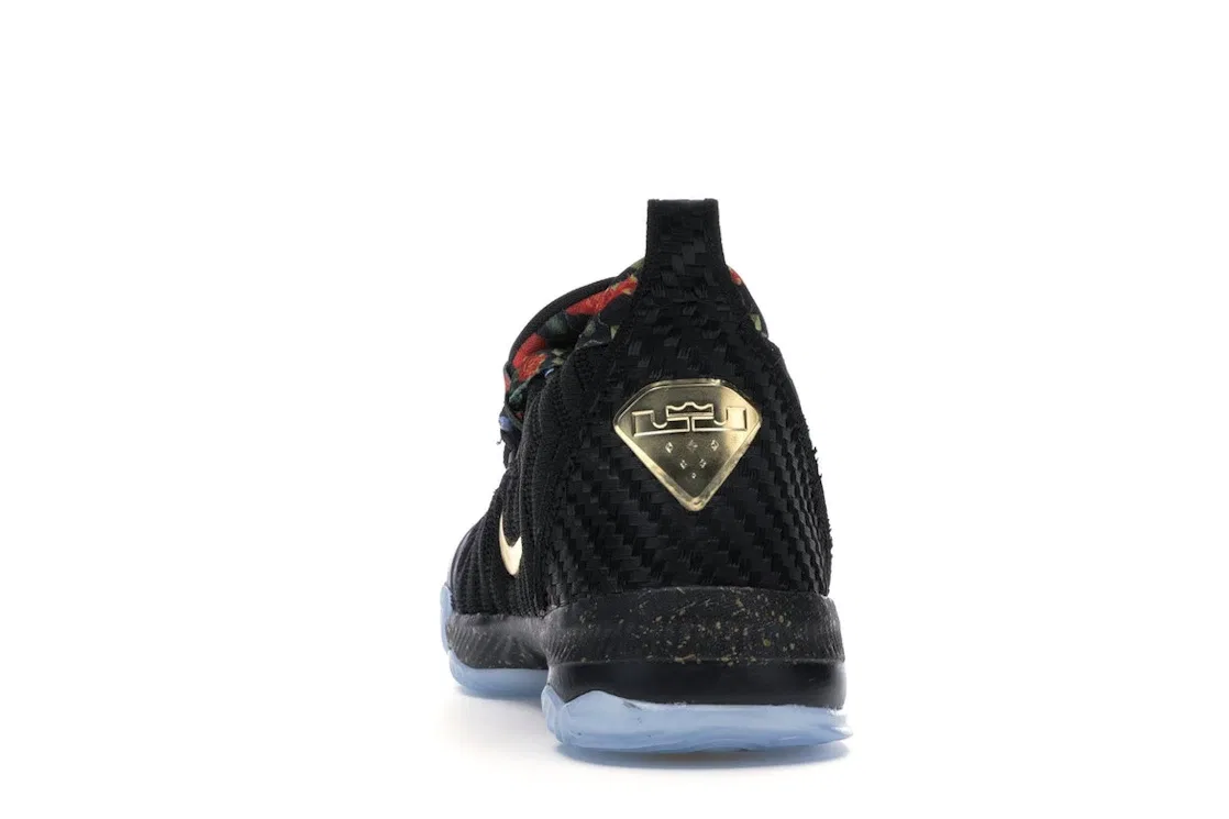 Детские кроссовки для мальчиков баскетбольные Nike LeBron 16, Black/Metallic Gold-Rose Frost — фото 4