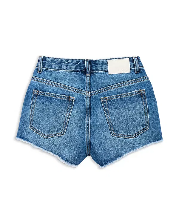 Детские шорты для девочек джинсовые с потертостями California Love KatieJ NYC, Mid Wash - Blue/Pink — фото 2