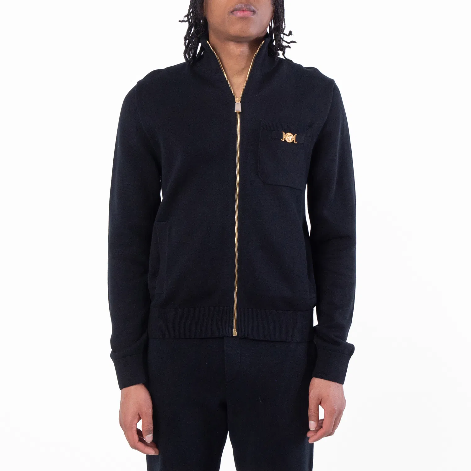 Свитер на молнии из смеси кашемира Versace, Black