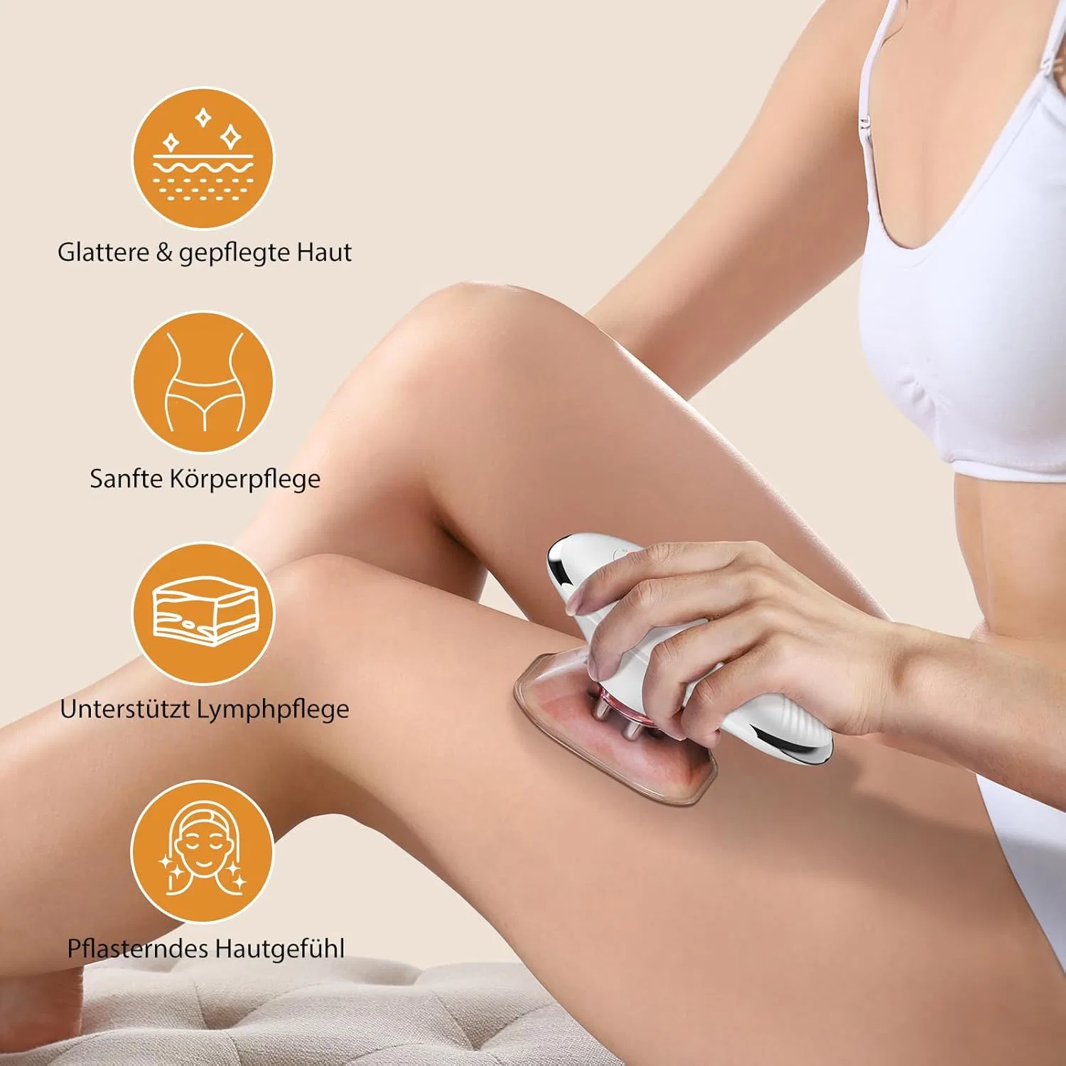 Вакуумный массажер 3-в-1 MYCARBON с EMS и красным светом, 2 насадки, Standard White — фото 3