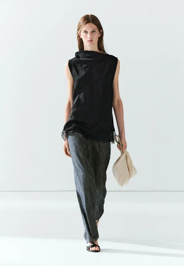 Блуза свободного кроя Blouse Massimo Dutti, черный — фото 2