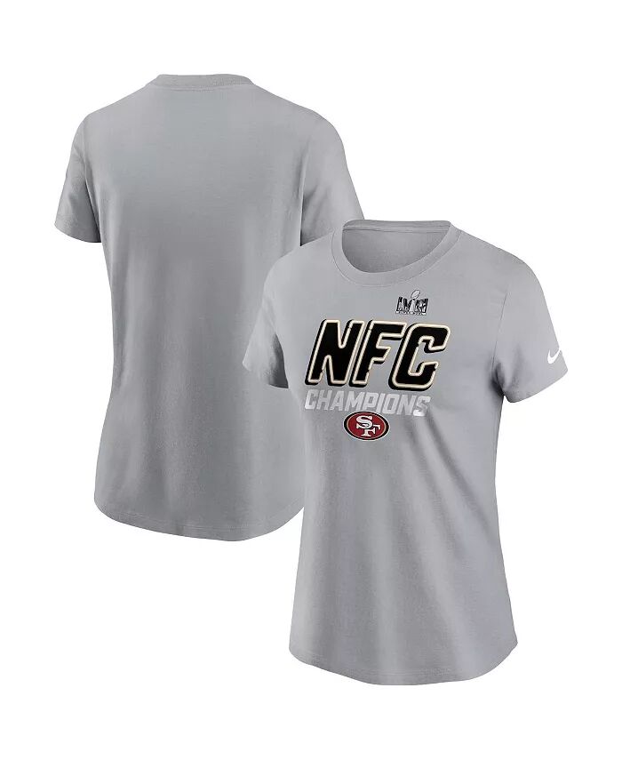 

Женская серая футболка San Francisco 49ers 2023 NFC Champions Iconic Nike