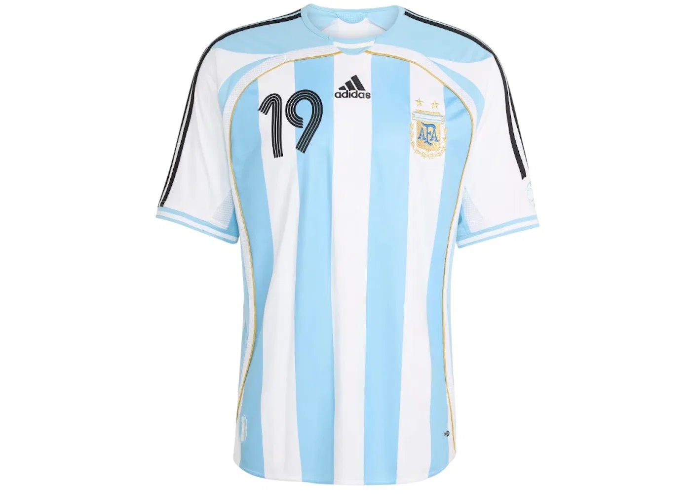 Мужская футбольная футболка с принтом Argentina Home 2006 Messi Jersey Adidas, White Clear Blue