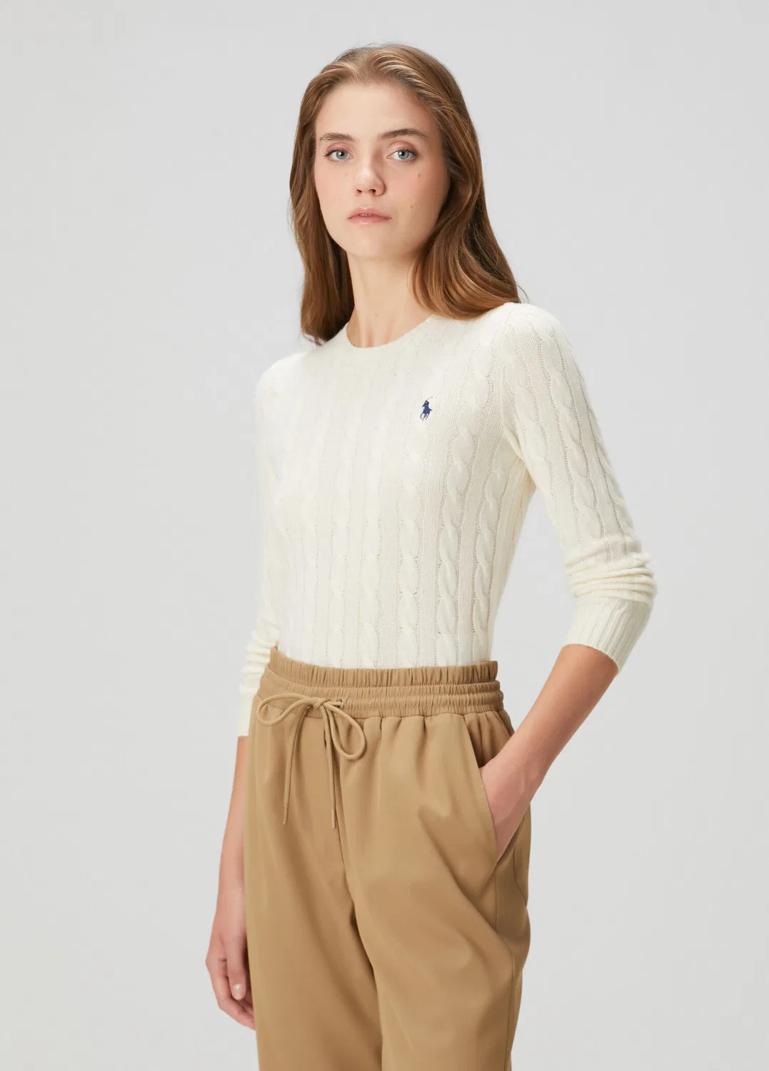 Женский трикотажный свитер Polo Ralph Lauren, кремовый
