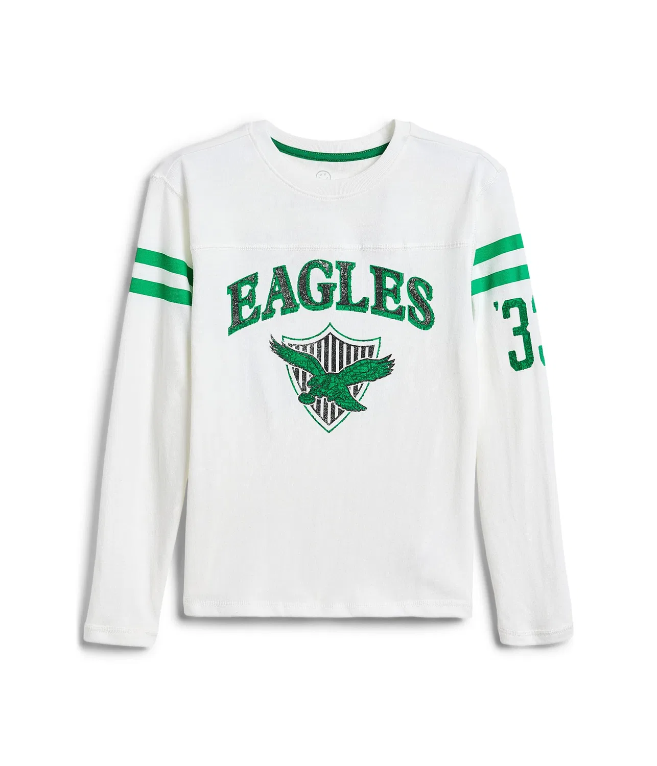 Футболка с длинными рукавами и полосатой кокеткой с символикой команды NFL Philadelphia Eagles (для маленьких и больших детей) Junk Food Clothing Kids, Vintage White