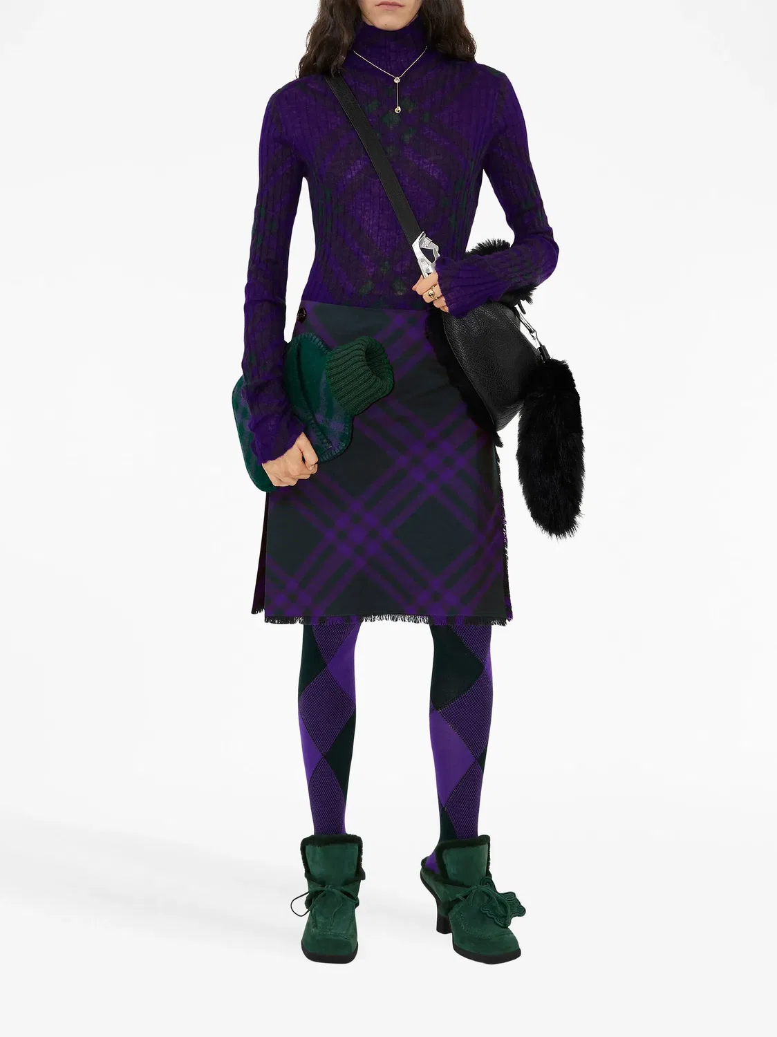 Burberry Рифленый джемпер в клетку, фиолетовый — фото 4