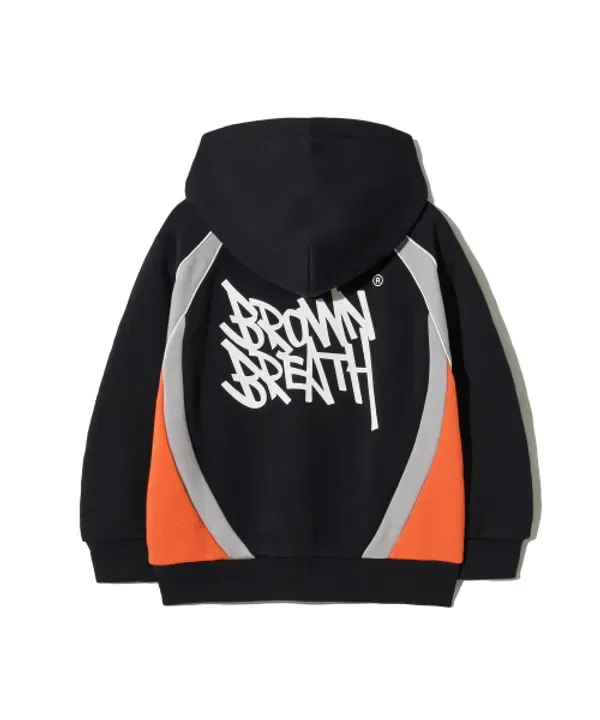 Детская худи с цветными блоками, Kids color block hoodie, Brownbreath Kids, черный — фото 3