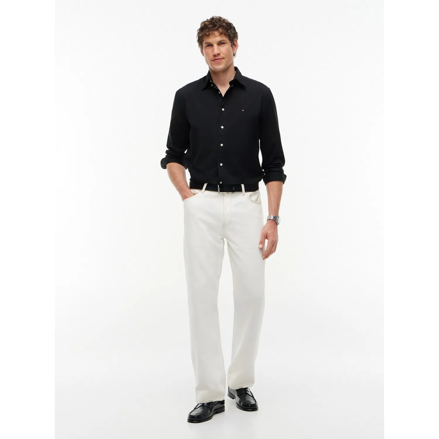Мужская рубашка с длинным рукавом Regular Fit Tommy Hilfiger, Black — фото 4