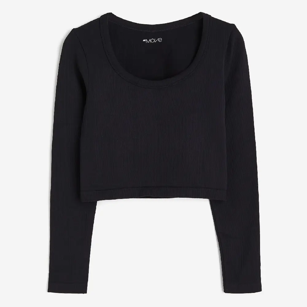 

Спортивный топ H&M DryMove Seamless Crop, черный