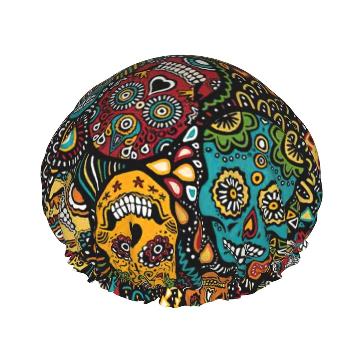 Двухслойная непромокаемая шапочка для душа с принтом Sugar Skulls, PULaif