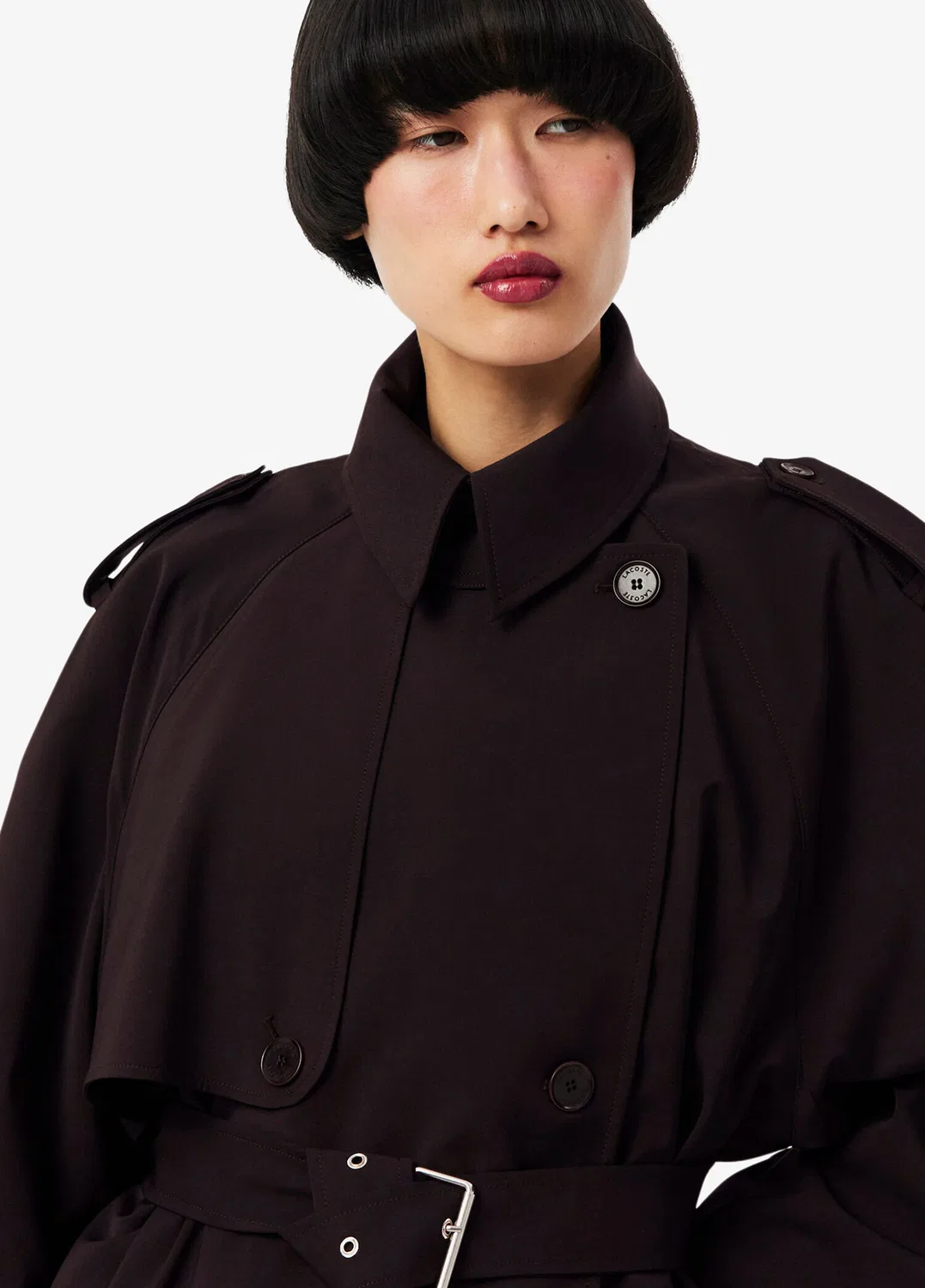 Тренчкот Lacoste oversize fit, коричневый — фото 3