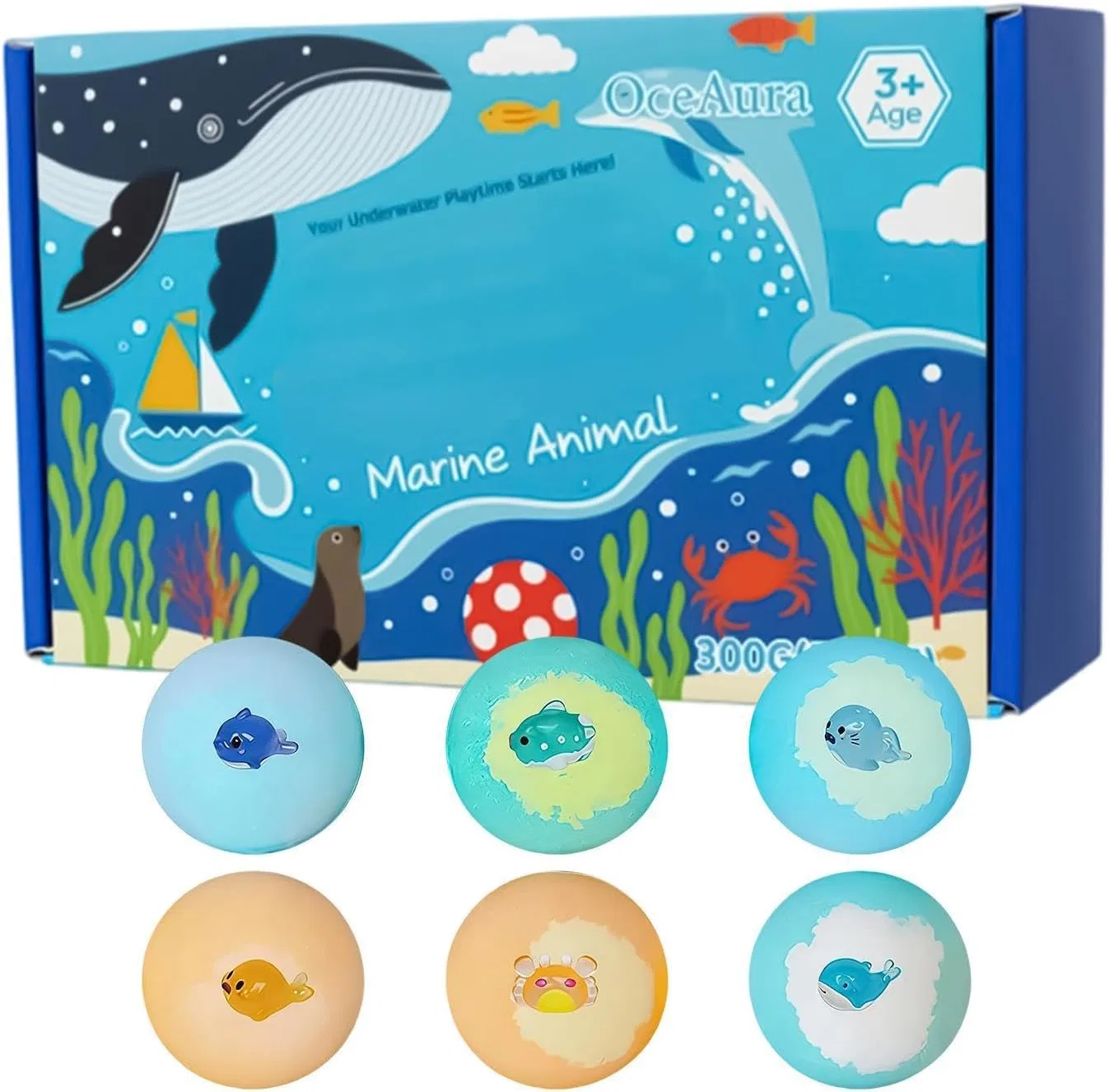 Пена для ванны с игрушкой, Морская тема, Qiaonan, 6 шт, 300 г