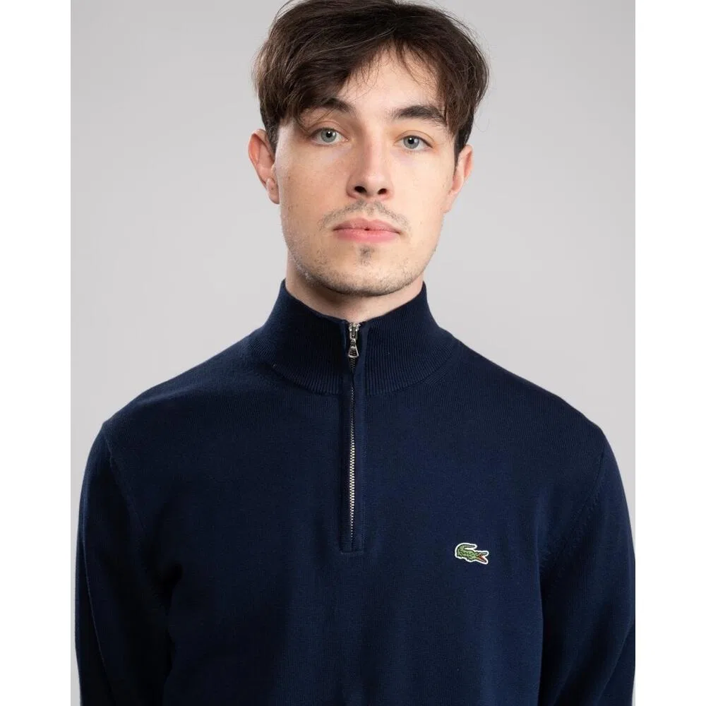 Мужской хлопковый пуловер Lacoste, 1/4 Zipper, Blue — фото 3