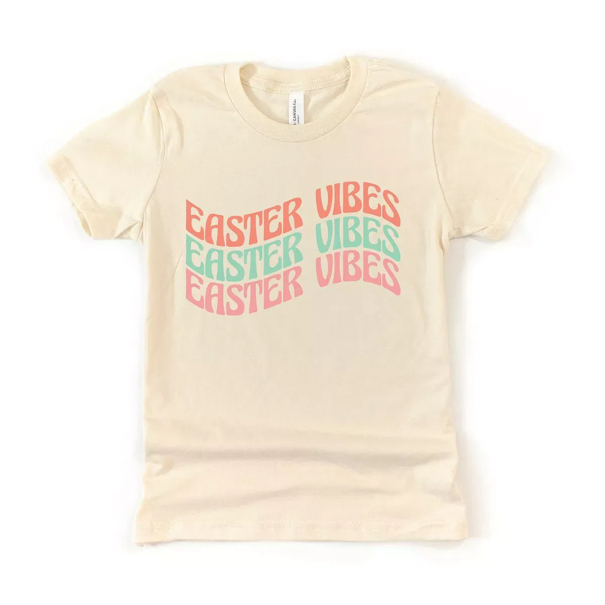 Детская футболка с принтом Easter Vibes Wavy Stacked The Juniper Shop, Heather Grey
