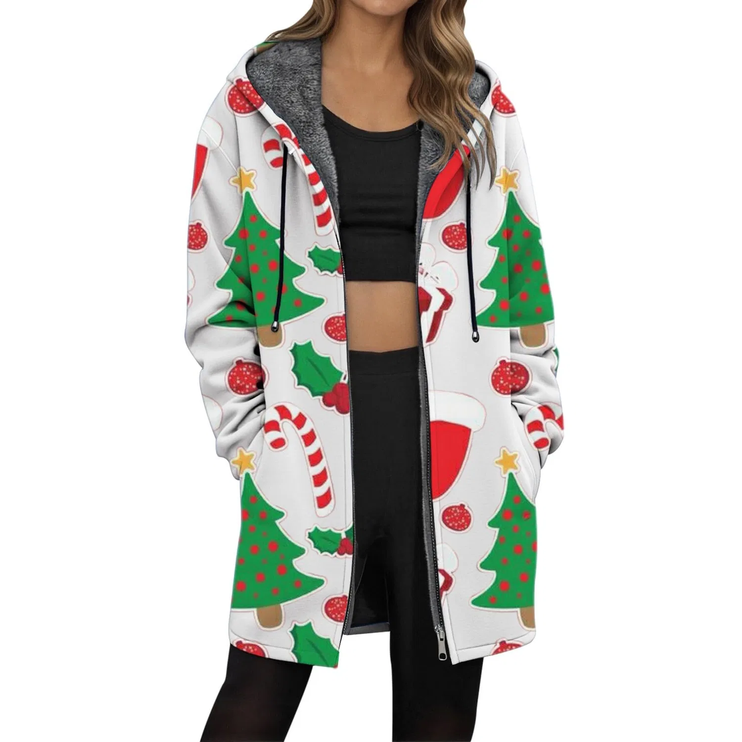 Женский кардиган с капюшоном и молнией Noel Cardigan, bianco