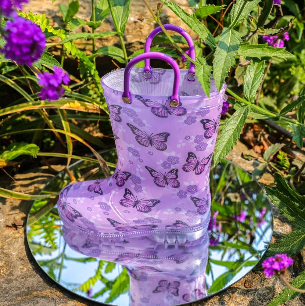 Детские резиновые сапоги со светящейся подошвой для девочек HugRain, Light Up Butterfly — фото 3