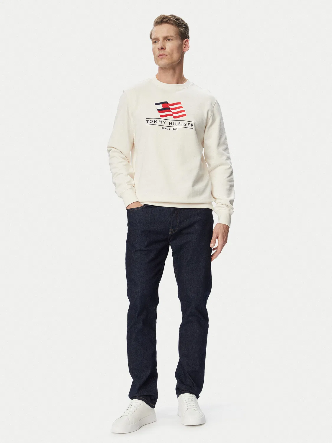 Мужская толстовка стандартного кроя Main Flag Tommy Hilfiger, светло-бежевый — фото 2