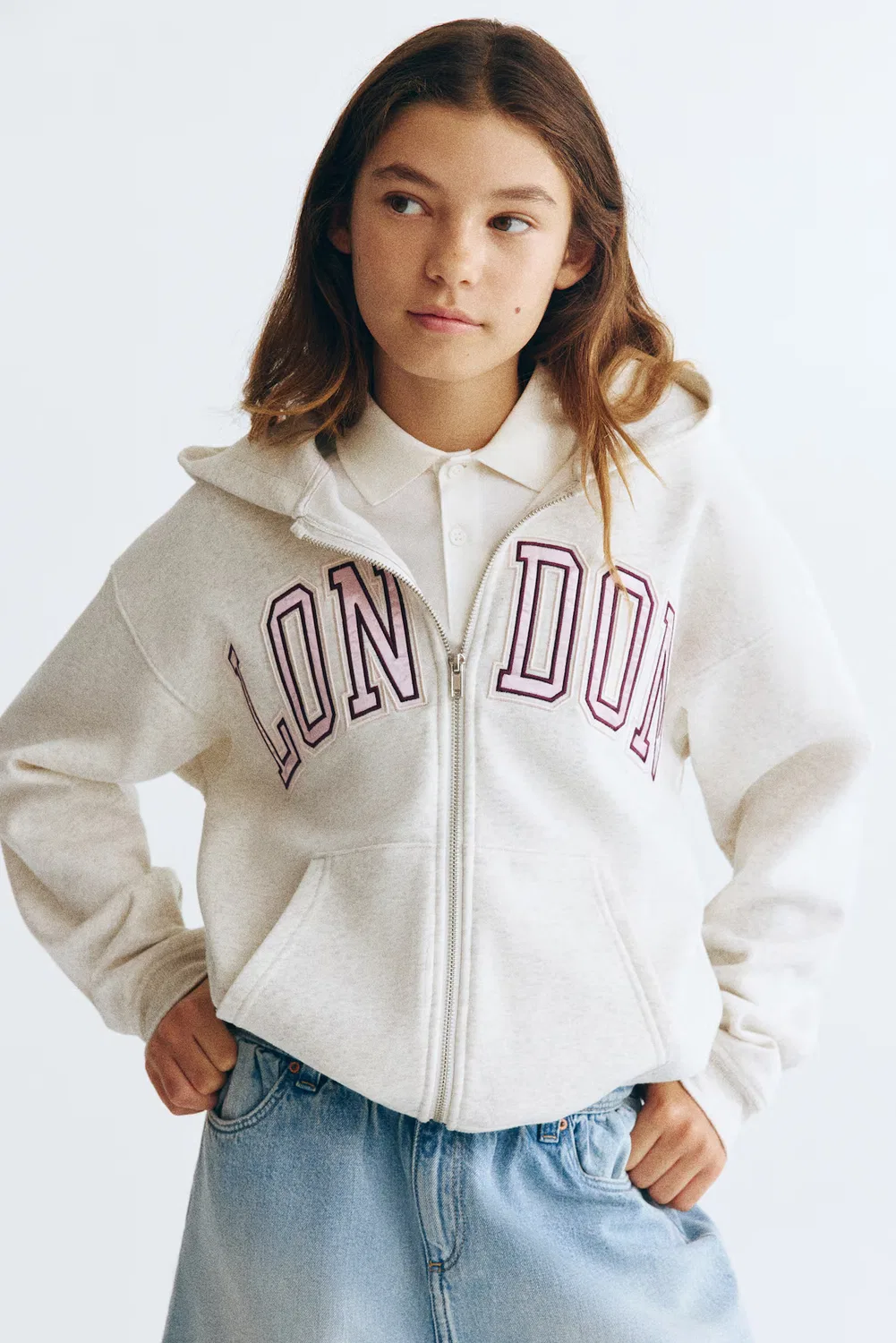 Куртка-Худи с принтом H&M, Hellbeigemeliert/London