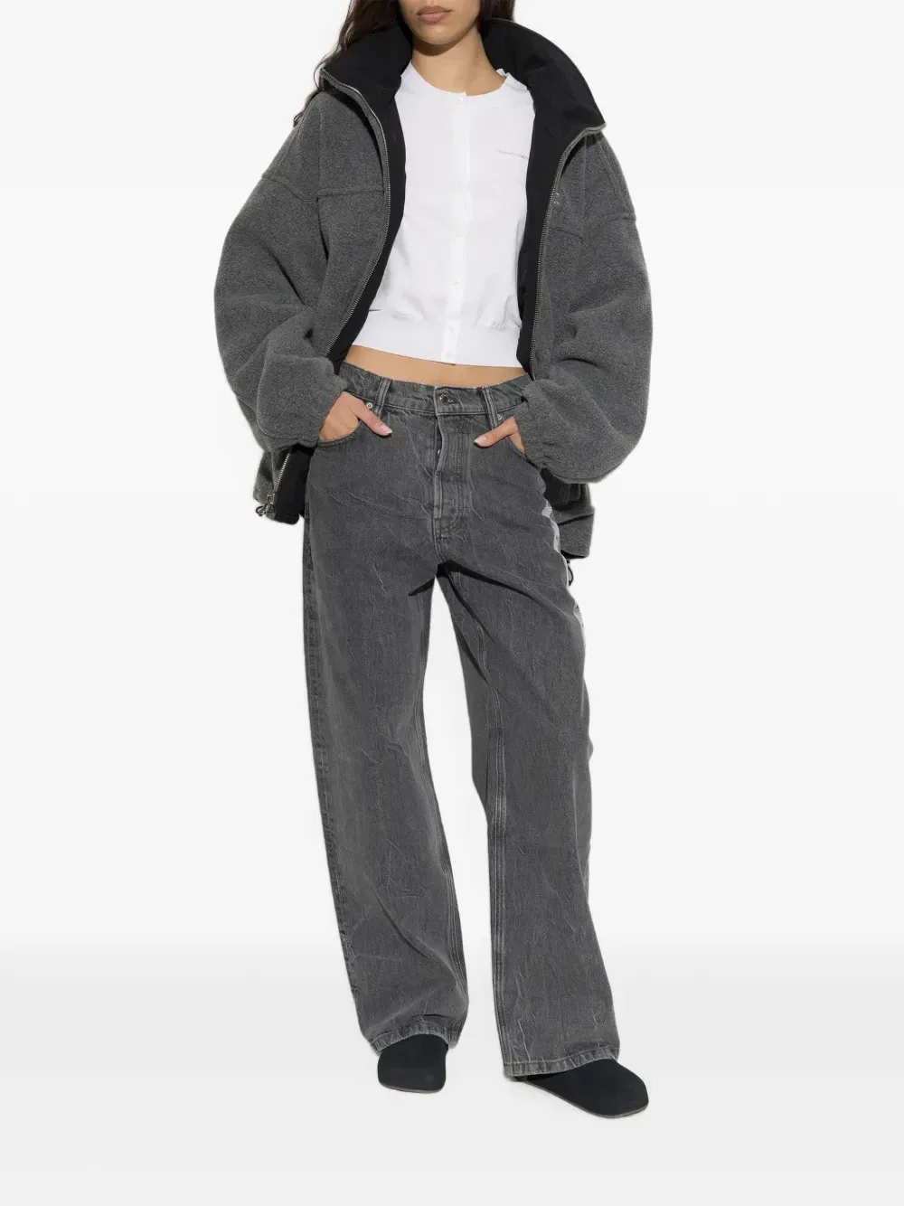 Кардиган на пуговицах с логотипом Alexander Wang, белый — фото 2
