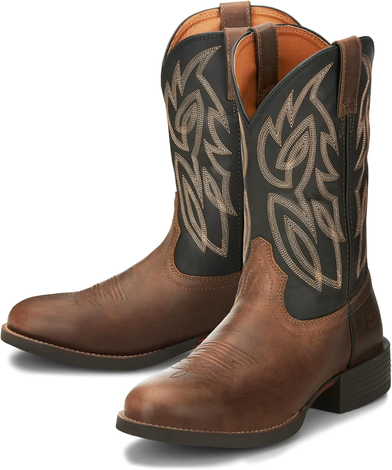 Ковбойские сапоги Justin Rendon 11" Western - мужские, с круглым носком, из коровьей кожи, с съемной ортопедической стелькой, с противоскользящей резиновой подошвой, коричневый — фото 4