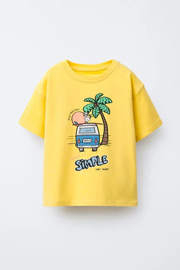 Детская футболка для девочек оверсайз с принтом Relax and chill C.C.L. Coccolin Kids Baby Clup, Sarı