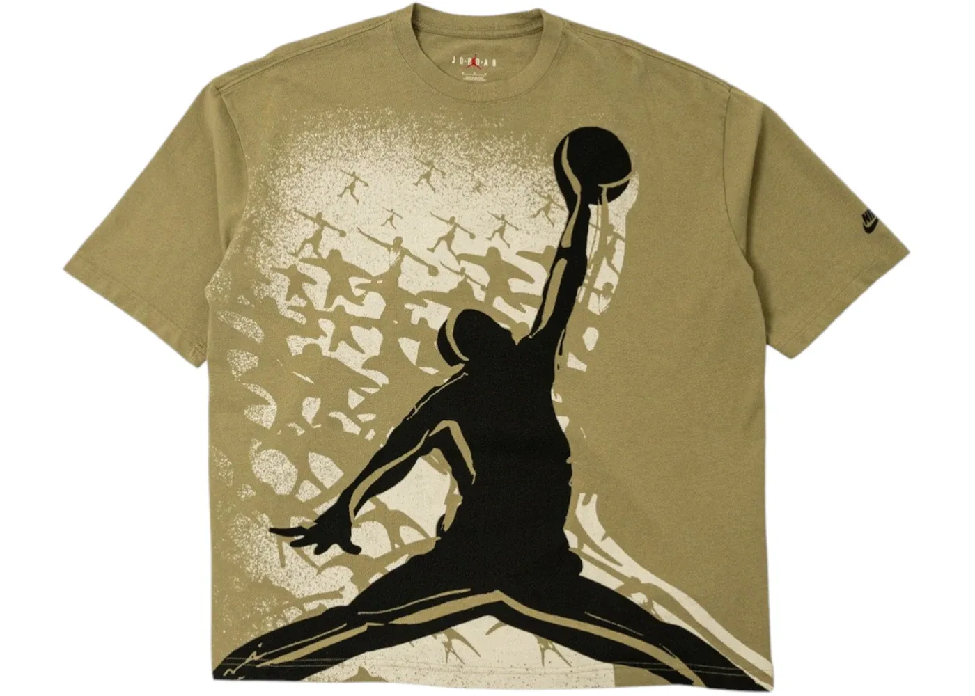 Мужская футболка с принтом Jordan MJ North Carolina Reissue Oversize Crewneck Tee, Medium Khaki/Black/Black