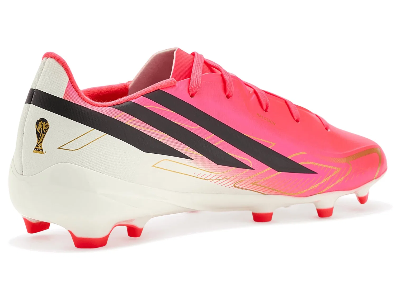Бутсы F50 Hyperfast League Firm Ground (для маленьких и больших детей) Adidas Kids, Solar Turbo/Core Black/Gold Metallic — фото 4