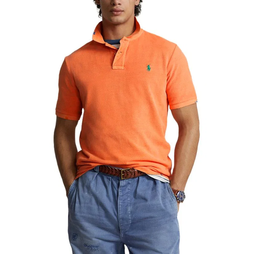 Мужская поло с контрастным воротником May Orange Polo Ralph Lauren — фото 4