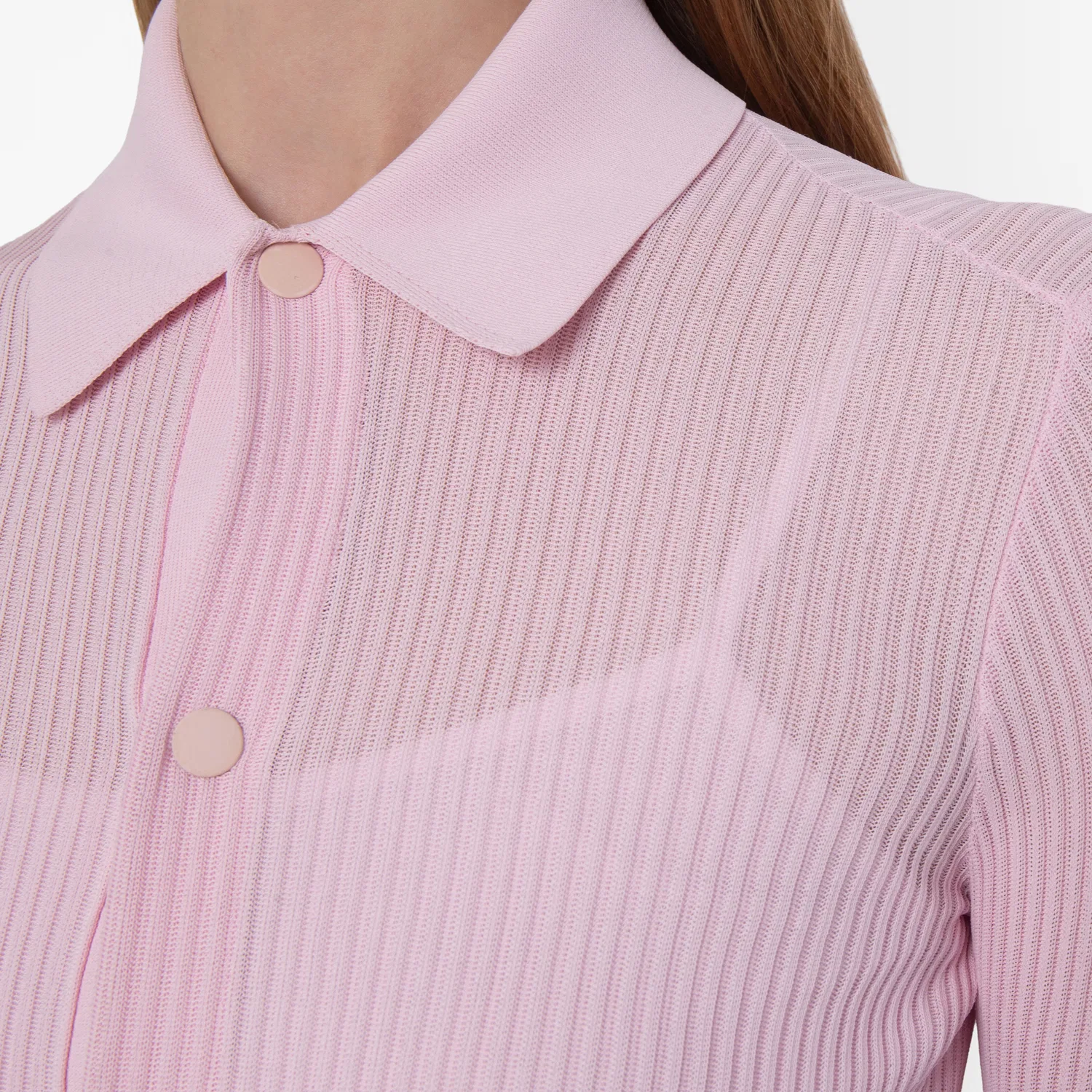 Женская рубашка с длинным рукавом Rib Knit Long-Sleeved Shirt Burberry, Cameo — фото 2