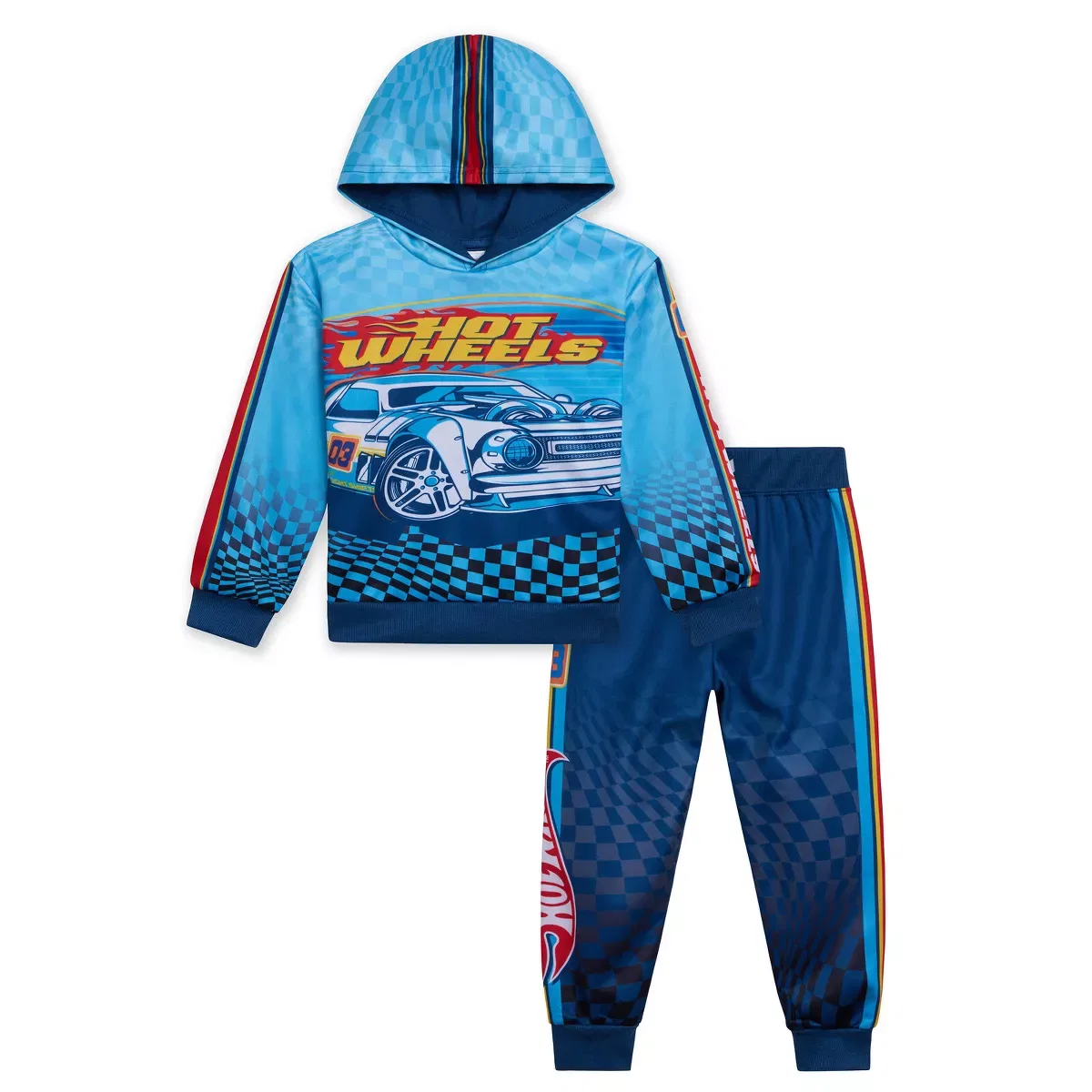 Детский комплект худи и штанов с принтом Hot Wheels, Blue