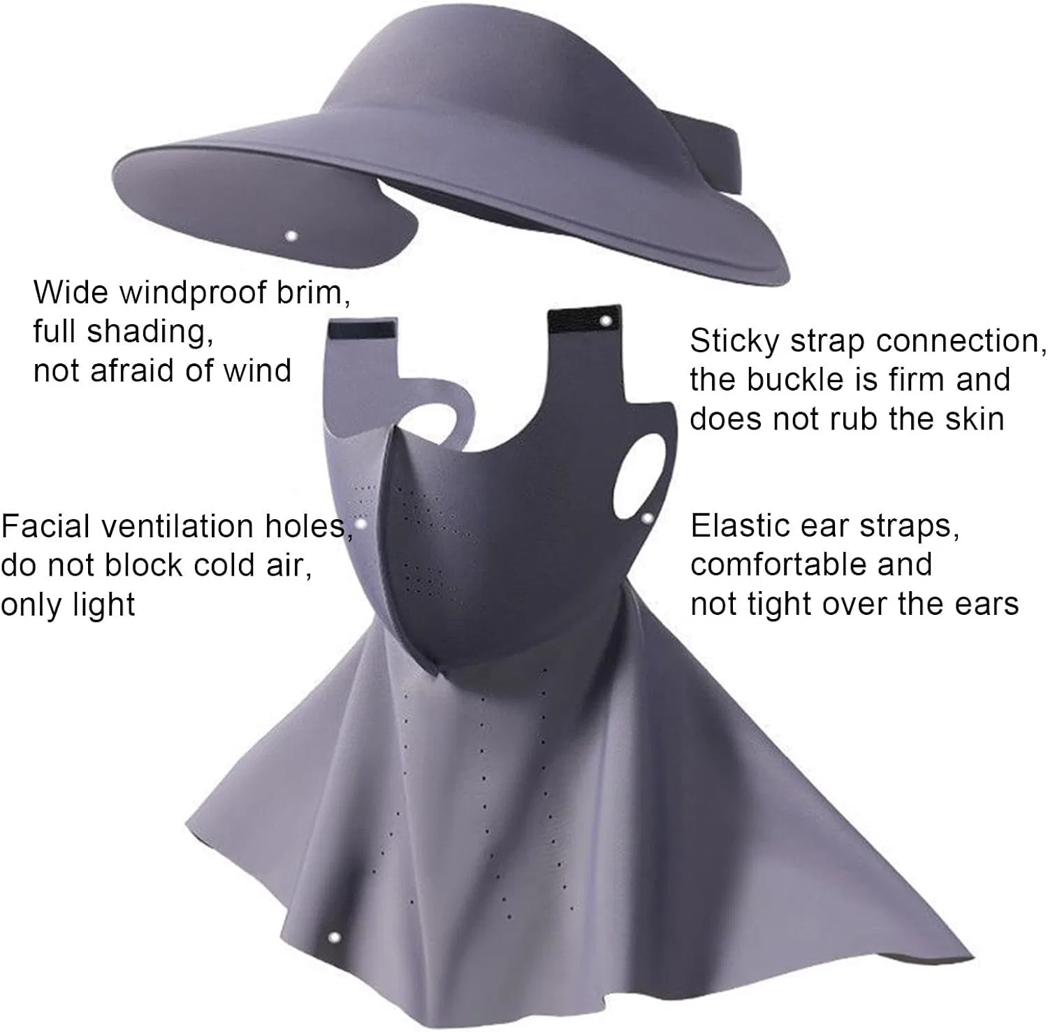 Защитная маска для лица с широкими полями, UV Protection, UPF 50+, Generisch — фото 4
