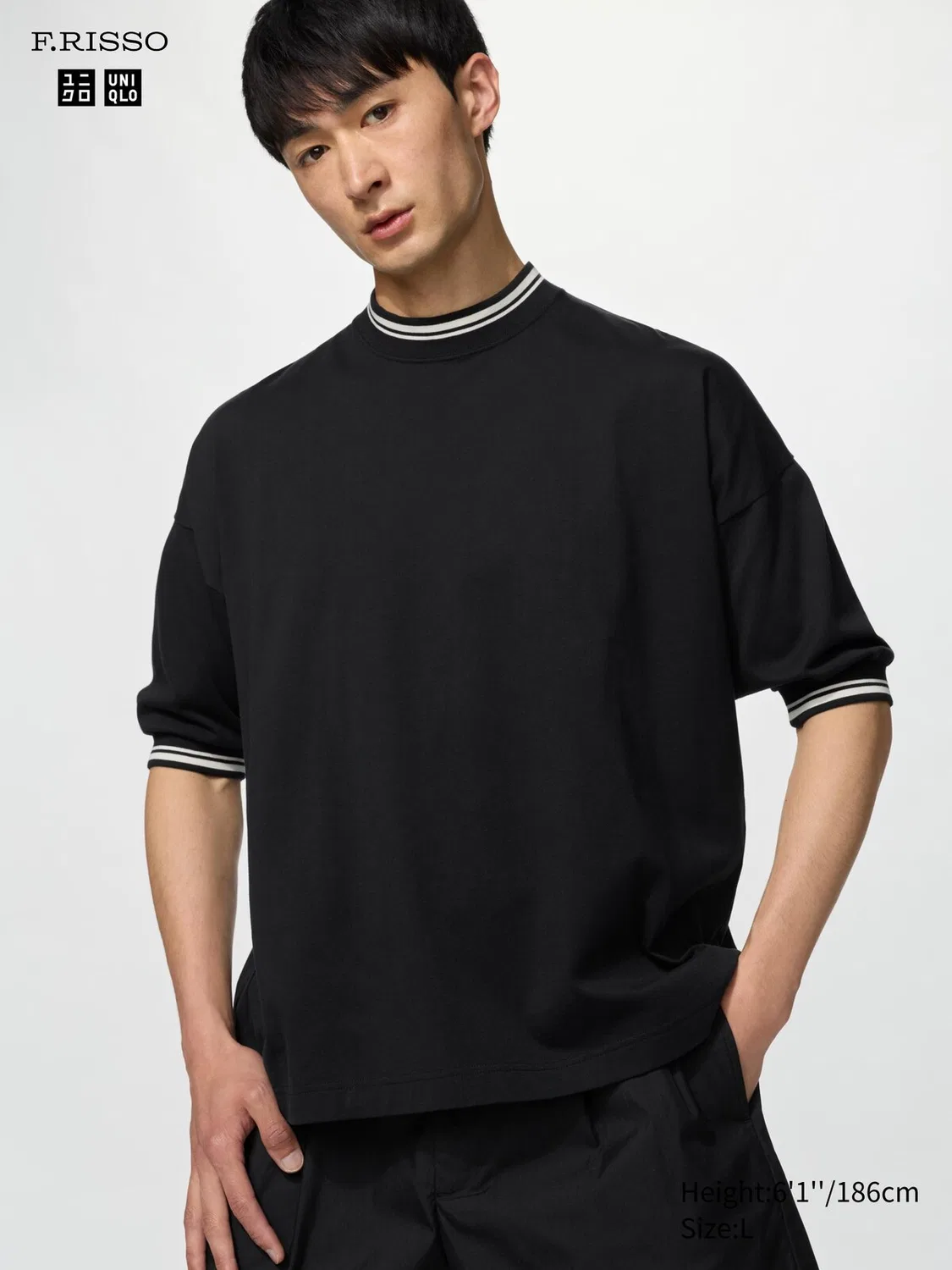 Футболка оверсайз из хлопка Supima Uniqlo, черный