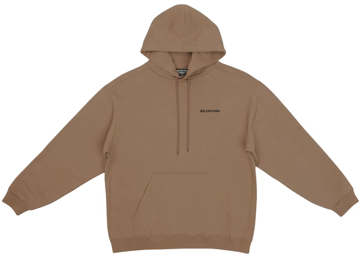 Мужской худи с принтом Balenciaga Back Logo Regular Fit Hoodie, Dark Beige/Black