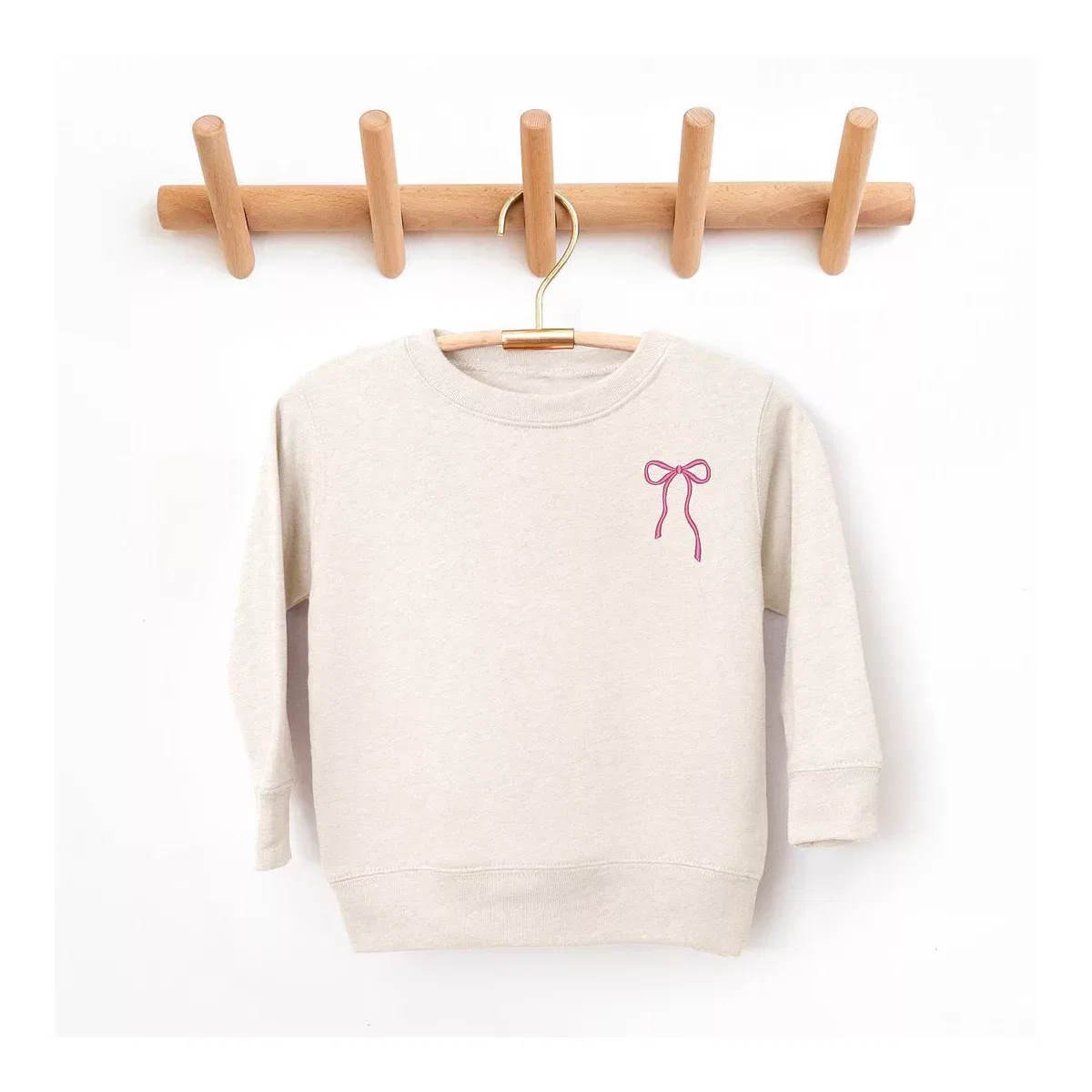Детский свитшот для девочек с вышивкой Embroidered Thin Bow The Juniper Shop, Natural — фото 2